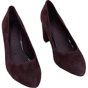 Aerosoles Betsy Block Heel Pumps Deep Aubergine Suede US 7.5M
